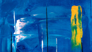 cuadro abstracto azul pintado a mano
